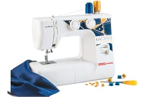 Usha Janome Excella DLX Automatic Zig-Zag Electric Sewing Machine || 13 Built-In-Stitches || 21 Stitch Function (White & Blue) with complementary Sewing Lessons in Nine languages