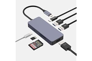 Hub USB C, Adaptateur USB C HOPDAY, Adaptateur multiport Double écran 7 in 1 avec USB C vers HDMI 4K, Port USB 3.0 USB-A/C, PD 100W, Lecteur de Cartes SD/TF, pour MacBook Pro/Air, iMac Pro, Dell/HP