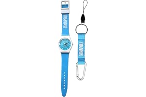 GIEMME S.r.l. Kit Orologio da Polso e Portachiavi SSC Napoli, Celeste con Logo, Prodotto Ufficiale