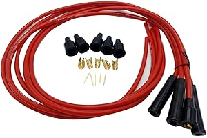 1 Set SHLPDFM Sparkplug leads Red Silicone 8mm 1m Leads Universal fits for 4 Cylinder Classic Cars