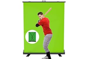 WASJOYE Toile de Fond Verte Portable, Green Screen Chromakey Professionnelle pour Photo, Vidéo, Jeux en Direct, Studio Virtuel, TikTok VTuber(150 * 200CM)