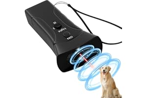 SOLITUZURODE Dispositivo anti ladridos, 2 modos de dispositivos disuasorios de ladridos de perros, 25 pies, tope ultrasónico de ladridos de perro, control de ladridos LED para interiores y exteriores, para perros