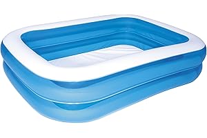 Bestway 12819 Piscine Gonflable Bleue rectangulaire de Luxe, 211 x 132 x 46 cm