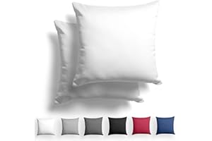 Alreya 2er-Set Mako Satin Kissenbezug 40 x 40 cm - 100% Baumwolle mit Reißverschluss, Superweicher Kopfkissenbezug, Kissenhülle, Oeko-TEX® Standard Zertifiziert, Weiß, nur Kissenbezug