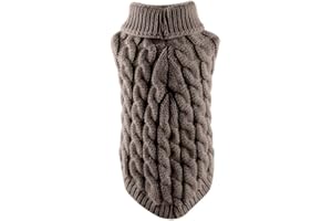 Baketron Rollkragen Strickpullover für Haustiere,Haustier Pullover Hund Rollkragenpullover,Winter Warmer Hundepullover für kleine, mittelgroße und große Hunde, Welpen, Katzen(L,Khaki)