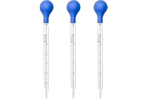 Pipette Vetro 10ml, DESON 3 Pezzi 10ml Contagocce Graduato di Vetro con Spazzola Pulizia Pipette Glass per Liquida, Olio Essenziale, Laboratorio Chimica