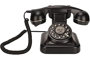 TONYSA Teléfono Fijo Vintage, Teléfono de Escritorio con Cable Antiguo con Botón de Disco, Diseño Giratorio Clásico, Teléfono con Cable Retro para el Hogar y la Oficina