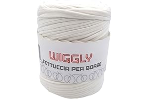 filati italiani fettuccia per borse Wiggly colori moda, ideale per uncinetto per creare runner, tappeti, borse e molto altro (bianco - 000)