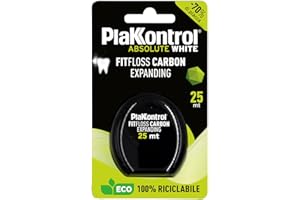 Plakkontrol® Fit Floss Carbon Expanding, fili interdentale sbiancante nero, espandibile con microparticelle di carboni attivi vegetali - 1 pz, 25 m, peso confezione: ℮ 23 g