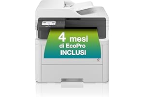 Brother MFCL3740CDWE Multifunzione LED a Colori 4 in 1, Ecopro ready, 18 ppm, Stampa fronte/retro automatica fino a 7 pagine al minuto, Gigabit ethernet, WiFi a 5 GHz e USB, Vassoio carta da 250 fogli