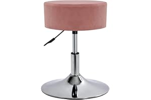 ‎DUHOME Duhome Drehhocker Sitzhocker Schminkhocker Hocker Rund mit Polsterung Höhenverstellbar Drehbar aus Samt für Schlafzimmer Wohnzimmer, Rosa