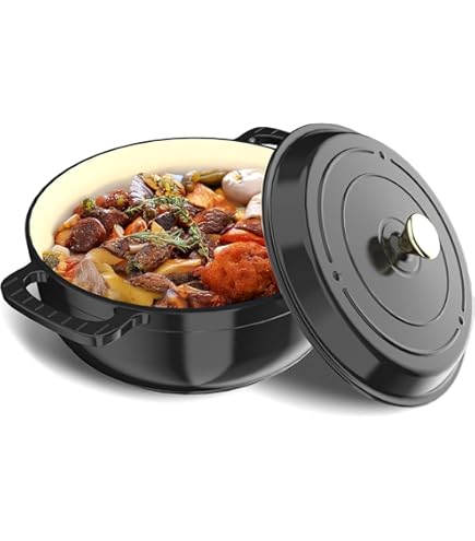 Argon Tableware 1x Midnight Blue 2.3L Fonter Fon Demeure è Casserole Peu Profonde Plat De Cuisson - 2300 ML Four Hollandais èmaillè - Couvercle Auto-dèroulant - HOB è Four