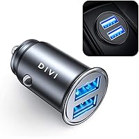 DIVI Zigarettenanzünder USB Ladegerät, 4.8A Metall Mini Kfz Ladegerät 2-Port Schnellladung Auto Ladegerät Kompatibel mit…