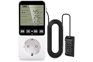 RUIZHI Temperaturregler Steckdose 230V mit Fühler Digitaler Hygrostat Feuchteregler, Luftfeuchtigkeitsregler mit Alarm für Luftbefeuchter Luftentfeuchter Terrarium