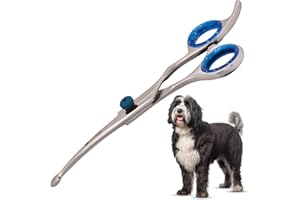 BORO TRADE Dog Scissors Grooming Curved with Safety Round Tip, Dogs Pet Cat Hair Cutting Trimming Grooming Shears (Stainless Steel) (6 Inches) (Chrome) (Single Scissors)