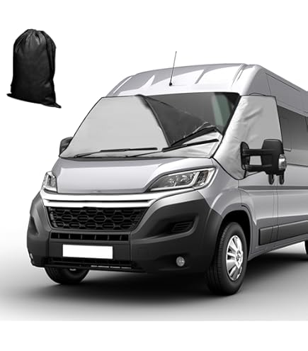 Housse Pare-brise Thermique Argentée Pour Camping-car Fiat Ducato, Peugeot Boxer, Citroën Relay 2006-2024 - Fermeture Éclair Extérieure - 14