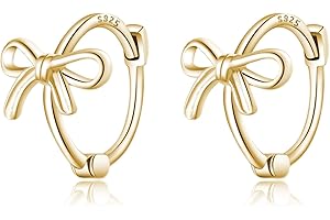 Reffeer 925 Sterling Silver Bow Earrings Hoops for Women Teen Girls Cute Bowknot Earrings Huggie