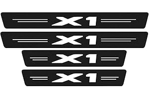 CWWHY Car Carbon Fiber Door Sill Protector for B-MW X1 E84 F48 2009-2020 Carbon Fiber Vinyl Stickers Auto Accessories Door Threshold Plate Stickers 4Pcs Car Door Sill Scuff Plate, Black