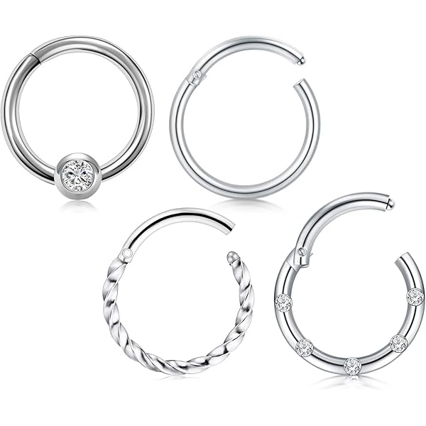 Piercing Titanio Bcr 1,2mm Verticale Anello Con Doppio Sfera A Clip IN 5/6mm E - Foto 14