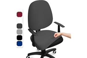 BalladHome Housse de Chaise de Bureau Housse de Fauteuil de Bureau Extensible Split Housse pour Chaise de Bureau Rotatif Universelles Amovible Housse Siege Bureau (Gris,1PC)-F