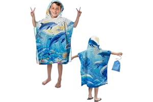 AIORBER Badeponcho Kinder, Badeponcho Baby Kapuzenhandtuch für Baby Kinder Mädchen Kind Jungen,Mikrofaser Baby Handtuch Kapuze,Babyhandtuch mit Kapuze Superweich und Saugfähig，Exquisites Muster