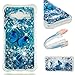 Produktbild LuckyW Samsung J3 2016 Hülle Flüssig, Silikon Transparent Handyhülle für Samsung Galaxy J3 2016 SM-J320F Glitzer Dynamische Fließend Flüssigkeit Diamant Schwimmend Treibsand Tasche - Schmetterling