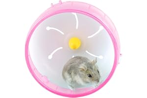 Andiker Hamsterlaufrad, lärmfrei Joggen Sportspielzeug Hamsterkäfig Zubehör für Zwerghamster Golden Silk Shih Tzu Bär (Rosa14cm)