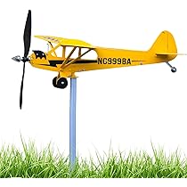 Hitburu Flugzeug Windspirale - Metall Wetterfahne Für Garten & Terrasse 80cm Höhe