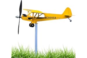 GALEYYU Piper J3 Cub Aircraft Wind Vane Aircraft Windmill Aircraft Weather Vane for Garden Wind Chime Metal Aircraft Model Windmill Aircraft Weathervane Decoration, 32 x 28 cm