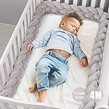 Uaugh Tour de Lit 3 brins 4 mètres Bébé Coussin Serpent Tressé Pare-chocs Velours Berceau Pare-chocs Tressé Bébé lit Bumper N