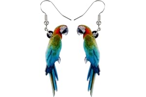 BAMAY Acryl Scarlet Macaw Papagei Ohrringe baumeln Schmuck Hawaii Vogel Ohrringe für Frauen Mädchen Anime Sommer Geschenke