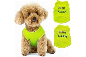 PBAHAUP T-Shirt d'été pour petit chien, 2 pièces vêtements pour chiots, T-shirt d'été en coton respirant, T-shirt basique, gilet sans manches, vêtements pour animaux compagnie
