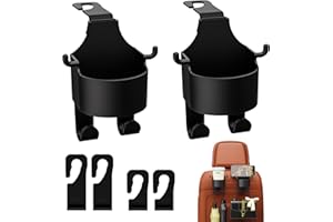 BCMRUN 2 Sets Portable Seat Cup Holder with Hooks,Multi-functional Hook for Car Seat Back,Seat Cup Cup Holder,2 in 1 Car Hook & Backseat Cup Holder Multifunctional Duty Storage Hooks for Auto Backseat