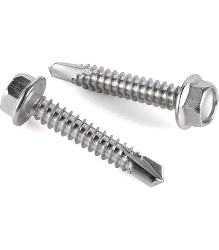 Self-Drilling Screw, Zinc Plated Finish, Hex Washer Head,External Hex...