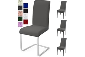 EOZAKAVOD Pokrowce na Krzesła do Jadalni Zestaw 4 Pokrowce na krzesła z Oparciem Uniwersalny Pokrowce na Krzesło zdejmowane, pokrowców na krzesła do Hotelu, na Ceremonię, Restauracji(Jasnoszary, Zestaw 4)