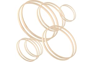Sntieecr 12 Stück 6 Größen Holz Bambus Floral Hoop Set Makramee Craft Hoop Ringe für DIY Hochzeit Kranz Weihnachten Decor Traumfänger (15/17/20/22/25/30cm)