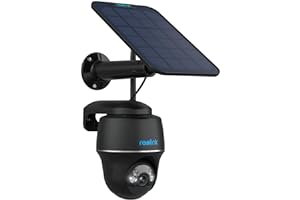 Reolink 5MP Solar Überwachungskamera Akku, 355°/140° Schwenkbar WLAN Kamera Outdoor Kabellos 2, 4/5GHz WiFi, Farbnachtsicht, Personen/Auto/Tiererkennung, Standalone, Argus PT(Schwarz)+Solarpanel
