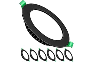 Tofisr LED recessed Ceiling Light,5W Cool White Light 6000K Spotlights,220V - 240V,Cutout Φ75-95mm,Black Round Ultra Slim Metal Downlights for Livingroom Diningroom Corridor Bedroom Kitchen,6 Pack