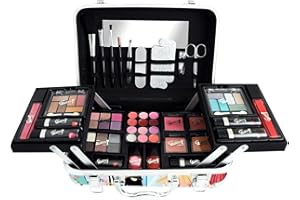 GLOSS ! MAKE UP & ACCESSOIRES Estuche de maquillaje y paleta para mujeres | 60 piezas: rubor, sombra de ojos, lápiz labial, esmalte de uñas | Estuche de almacenamiento | Organizador | Idea de caja de regalo de belleza |ADOLESCENTE