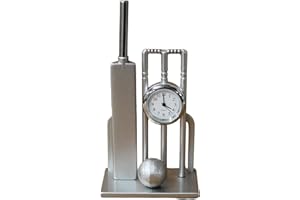 benerini Miniature Silver Colour Metal Cricket Bat & Ball Desk Clock - Cricket Gifts - Free Standing - Boxed Gift