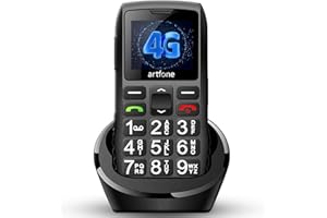 artfone C1+4G Pro Schwarz-Seniorenhandy Ohne Vertrag丨Großtastenhandy mit Ladestation丨Rentner Handy große Tasten丨1800mAh Akku Handy für Senioren丨SOS-Taste丨Sprachansage丨Kurzwahl丨USB-C丨Bluetooth丨FM Radio