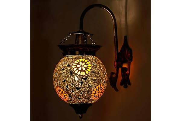 earthenmetal Multicolored Glass Mosaic Spherical Wall Lamp - Modern Home Decor Lighting Fixture