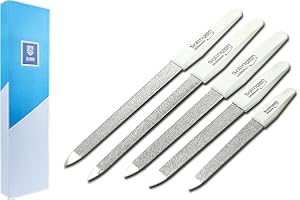 SMI - Set 5 pezzi Lime per unghie zaffiro Solingen acciaio inossidabile manicure pedicure Lime per unghie a doppia faccia