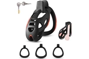 3D Harz Keuschheitskäfig Herren Chastity Cage Male Peniskäfig mit 3 Penisringe,Keuschheitsgürtel für Herren,Atmungsaktiver Pe