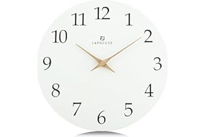 Lafocuse 30 cm biały zegar ścienny drewniany zasilany bateriami cichy nietykający, proste nowoczesne zegary analogowe do wystroju salonu, kuchni, sypialni, biura