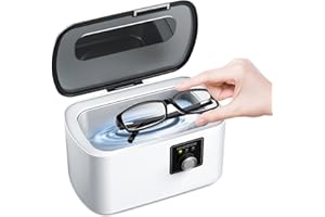 Hogance Limpiador ultrasónico de 43000 Hz, limpiador ultrasónico, limpiador ultrasónico, 500 ml, con temporizador digital para gafas, relojes, joyas, anillos, collares, brochas de maquillaje