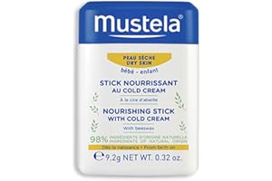 Mustela Hydra Stick CC Baume Visage, Cold Cream naturel, Vitamine E, Lèvres et pommettes, Bébé et toute la famille - Protège du froid et du vent, non gras, 98% d'ingrédients d'origine naturelle(9.2 g)
