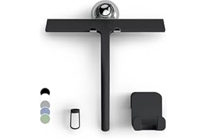 GÜTEWERK, Tergivetro per porte in vetro da doccia, in gomma, per la pulizia delle finestre, nero, 23 cm