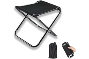 Vastsea Sgabello da Campeggio Pieghevole, Sedia Pigra Portatile, Sgabello da Pesca Pieghevole, Adatta per Viaggi all'Aperto, Barbecue, Campeggio(Nero)