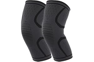 HomDSim 2 Pack - Compression Knee Pad Sleeve Fitness Running Cycling Knee Support Elastic Nylon Sport, Joint Pain Relief (Black, Medium)